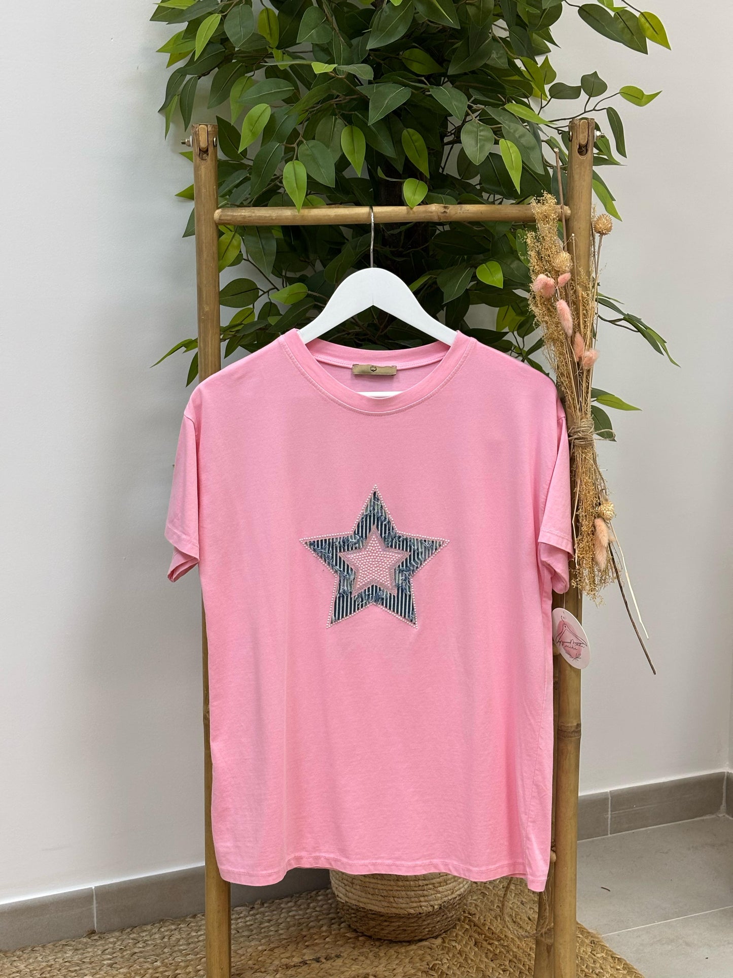Camiseta corta Estela denim
