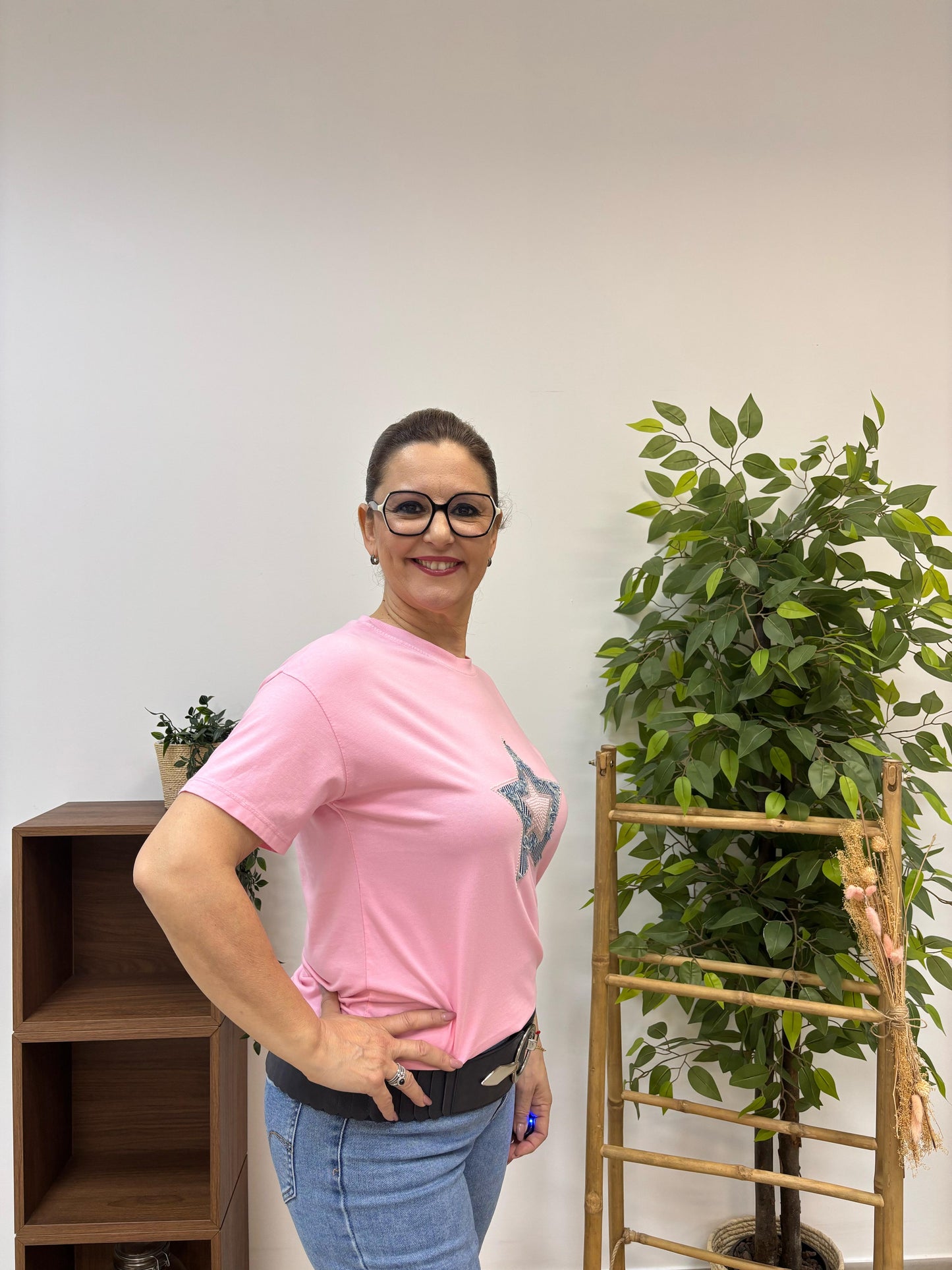 Camiseta corta Estela denim