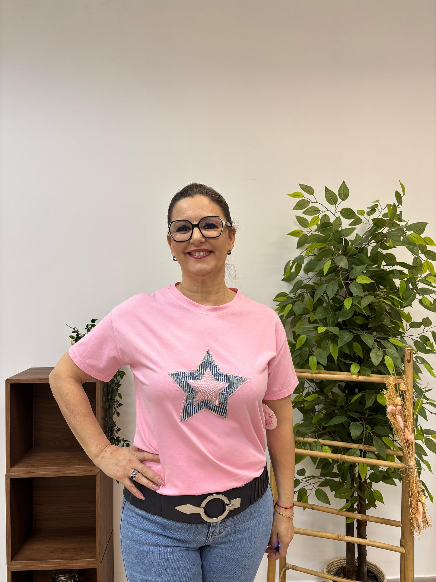 Camiseta corta Estela denim